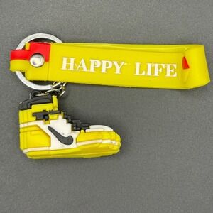 Retro High Yellow Ochre Sneaker Keychain Happy Life Strap